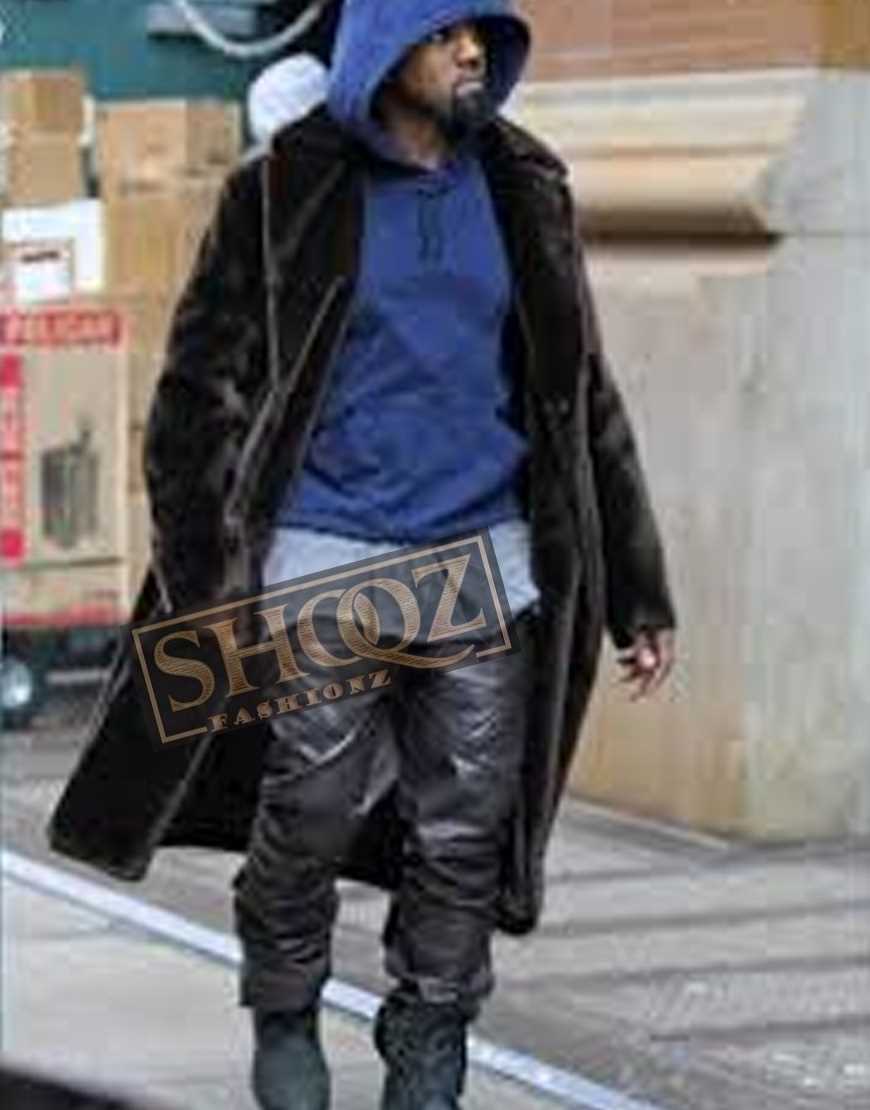 Singer Kanye West Black Leather Pant 